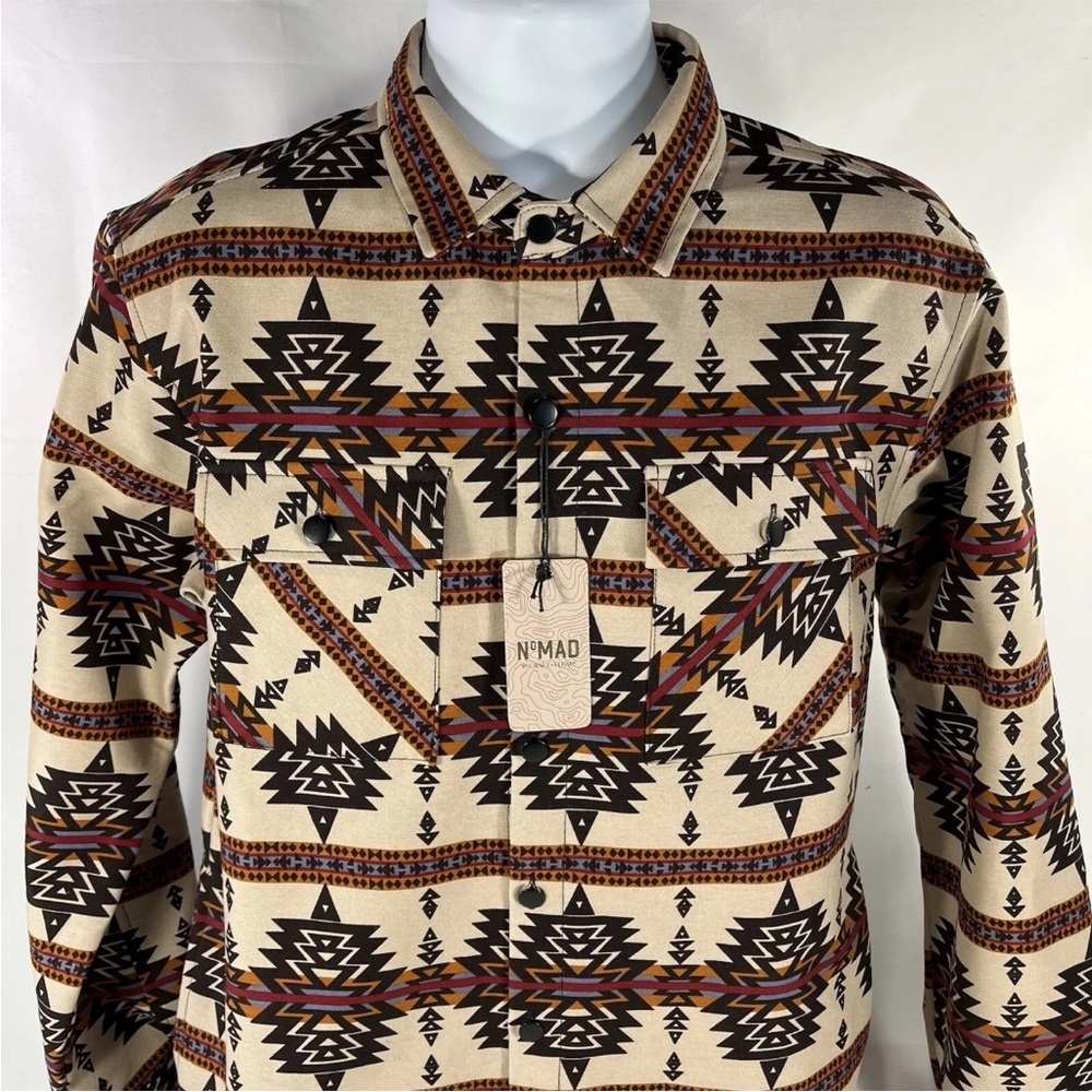 NWT-NoMAD by craft&flow-L-Latte Espresso Aztec twill Shacket western button up.